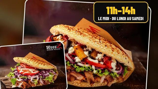 Döner d'entrecôte servi à l'heure du déjeuner au WoodZ Kebab House de Sélestat, zone Maison Rouge