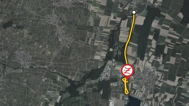Carte du court trajet entre Ostheim et le WoodZ Kebab House de Houssen par la rocade nord de Colmar