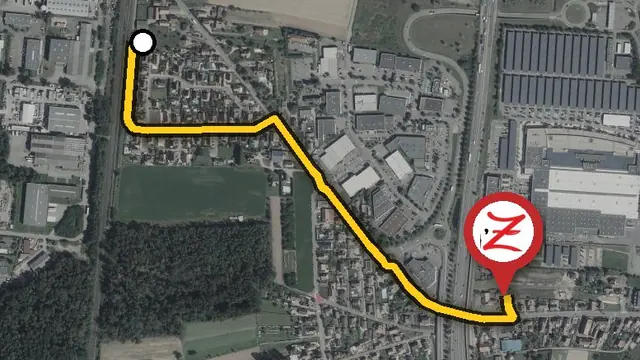 Plan du trajet entre Bennwihr-Gare et le WoodZ Kebab House, rue de Ribeaupierre à Houssen