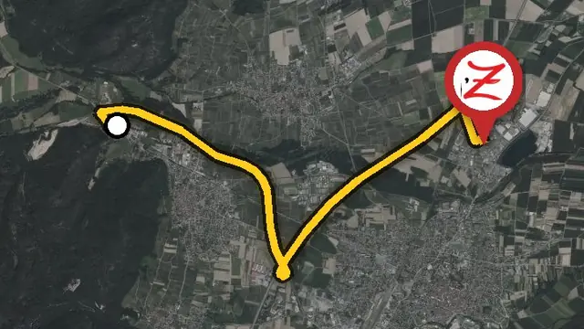 Trajet en voiture de Châtenois au WoodZ Kebab House de Sélestat par la D 1059 et l'A35, sortie 16