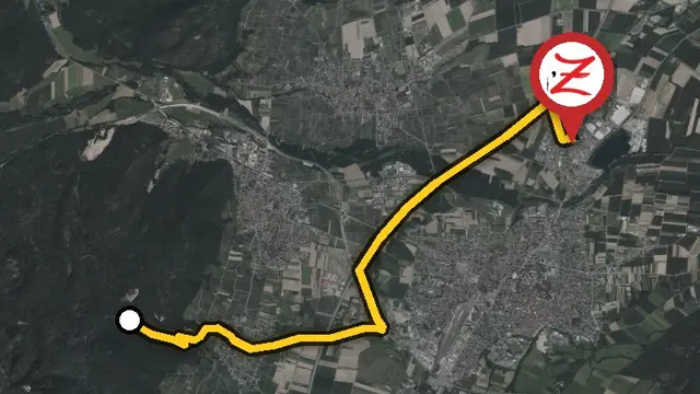 Trajet en voiture de Kintzheim au WoodZ Kebab House de Sélestat par la D 159, la D 424 et l'A35