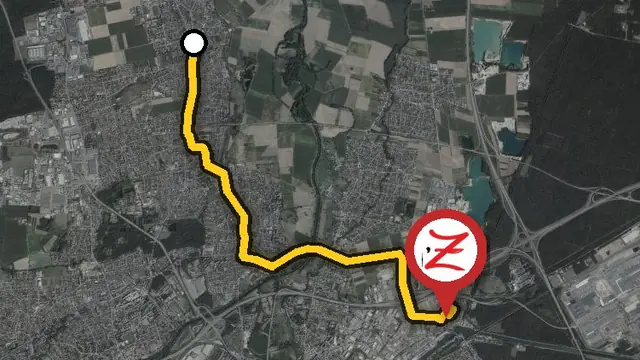 Carte du trajet entre Wittenheim et le WoodZ Kebab House d'Illzach par la D20 et la D38