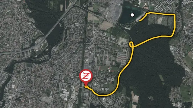 Trajet en tram entre l'arrêt Baggersee et le WoodZ Kebab House d'Illkirch, près de l'arrêt Campus d'Illkirch